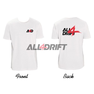 Tričko bielo pánske motív All4Drift upgrade 01 - potlač na oboch stranách
