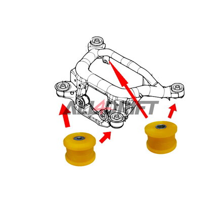 Sada polyuretánových silentblokov zadnej nápravy SPORT BMW E46 + diferenciál