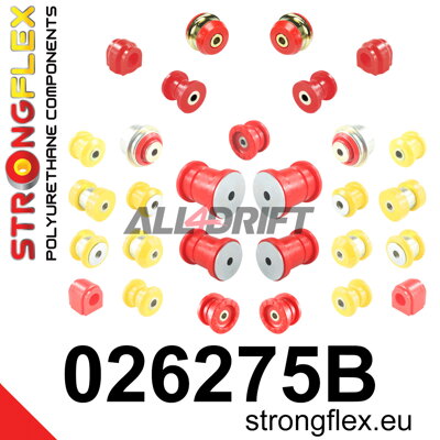 026275B Kompletná sada polyuretánových silentblokov náprav Audi / Seat / Škoda / VW / Cupra