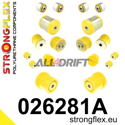 026281A Sada silentblokov prednej nápravy a zadnej vlečnej nápravy SPORT Audi / Škoda / VW