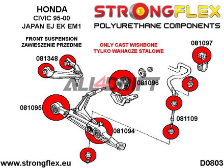 081095A Predné rameno - vnútorný silentblok SPORT - Acura III (93-01) DB6/7/8/9 / DC1/4