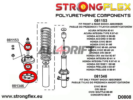 081346A Uloženie prednej pružiny SPORT - Honda IV (88-91) EC / ED / EE / EF / EX