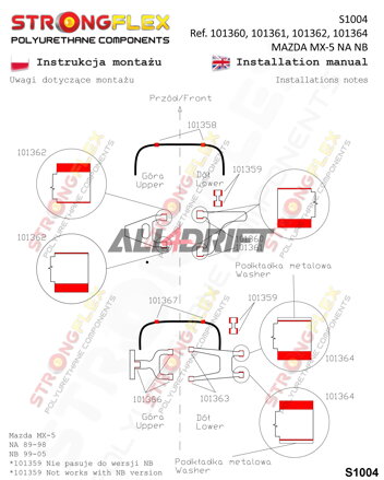 101366B Zadný horný vnútorný / vonkajší silentblok nápravy - Mazda I (89-98) NA