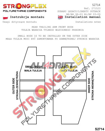 271523B Predný silentblok zadného vlečného ramena - Subaru Legacy III / Outback II (98-03) BE BH BT