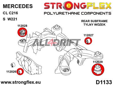112028B Silentblok zadnej nápravnice – predný - Mercedes C216 RWD