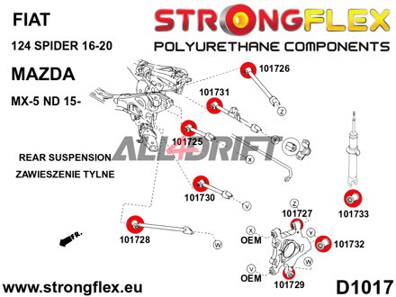 101731A Zadný vnútorný silentblok zadného ramena SPORT Fiat / Mazda