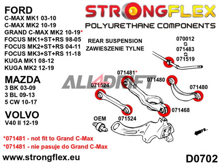 071524B Predný silentblok zadného spodného ramena Ford / Mazda / Volvo