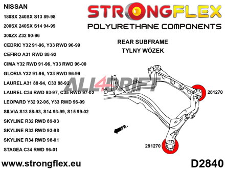 286217A Kompletná sada silentblokov náprav R33 R34 RWD SPORT - Nissan R33 (93-98) RWD