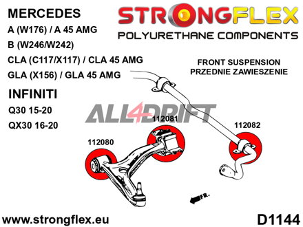 116291B Kompletná sada polyuretánových silentblokov zavesenia Infiniti / Mercedes