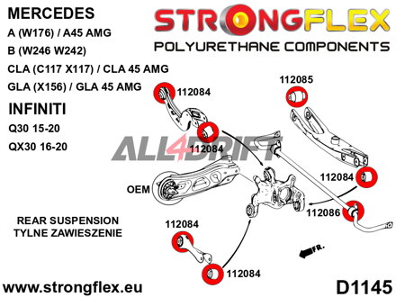 116291B Kompletná sada polyuretánových silentblokov zavesenia Infiniti / Mercedes