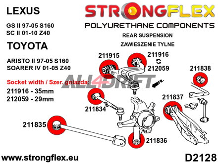211837A Vnútorný silentblok zadného priečneho ramena SPORT - Toyota I (99-05) XE10