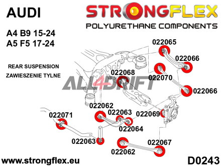 022070A Vnútorný silentblok zadného ramena SPORT Audi A4 / A5
