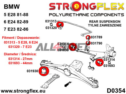 036052A Kompletná sada silentblokov náprav SPORT BMW E24 / E28