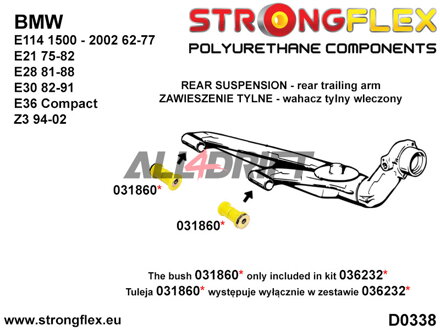 036098A Kompletná sada polyuretánových silentblokov náprav SPORT - BMW I (75-82) E21