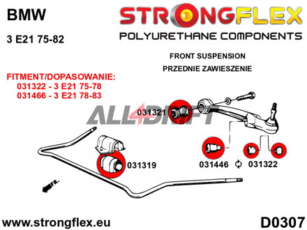 036098A Kompletná sada polyuretánových silentblokov náprav SPORT - BMW I (75-82) E21