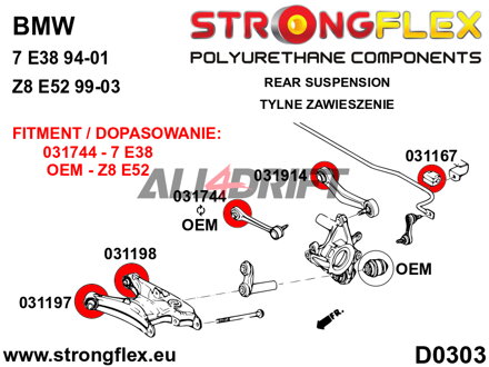 036090B Sada silentblokov zadnej nápravy BMW Z8