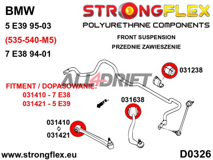 036234B Kompletná sada silentblokov náprav E39 Touring BMW