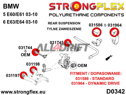 036248B Kompletná sada polyuretánových silentblokov náprav BMW E6x / E65
