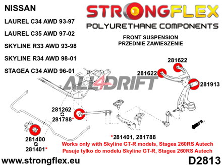 281262A Silentblok predného spodného ramena k nápravnici SPORT - Nissan II (90-96) Z32
