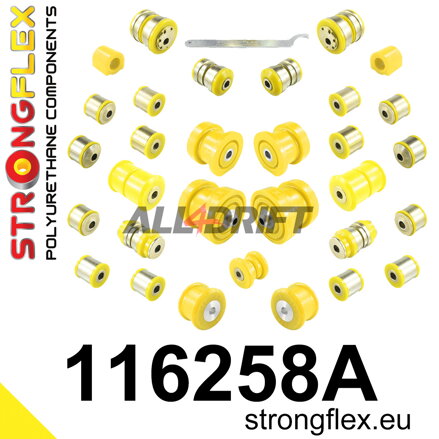 116258A Kompletná sada polyuretánových silentblokov zavesenia SPORT - Mercedes W204 RWD