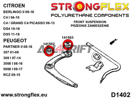 141563B Zadný silentblok predného ramena Citroën / Peugeot