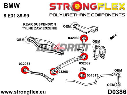 036083B Sada silentblokov zadnej nápravy BMW E31