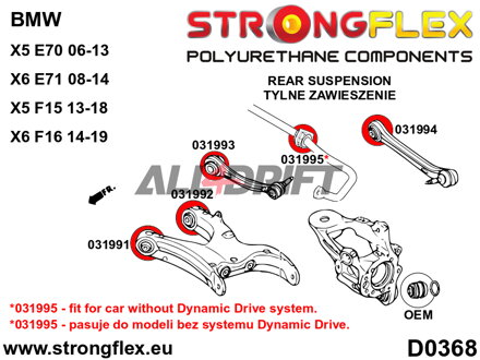 036071A Kompletná sada polyuretánových silentblokov náprav SPORT BMW X5 / X6