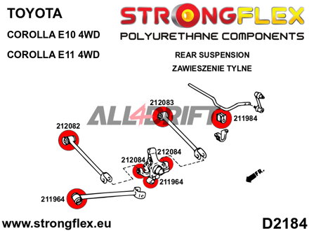 216293A Kompletná sada silentblokov náprav SPORT - Toyota E100 4WD