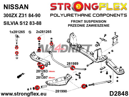 286228A Kompletná sada silentblokov náprav SPORT - Nissan IV (83-88) S12