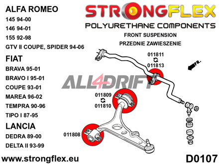 016255B Sada silentblokov predného zavesenia