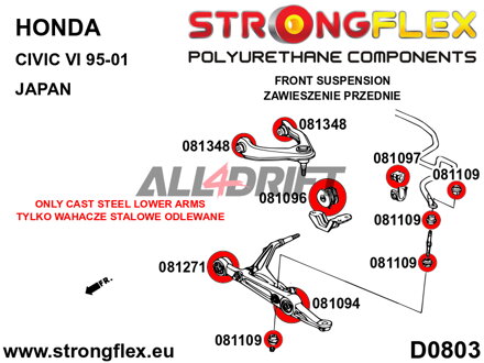 081348A Silentblok predného horného ramena SPORT - Honda VI (95-00) JAPAN EJ / EK / EM1