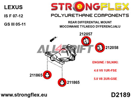 212057A Silentblok uloženia zadného diferenciálu - zadný SPORT - Lexus III (05-11) S190