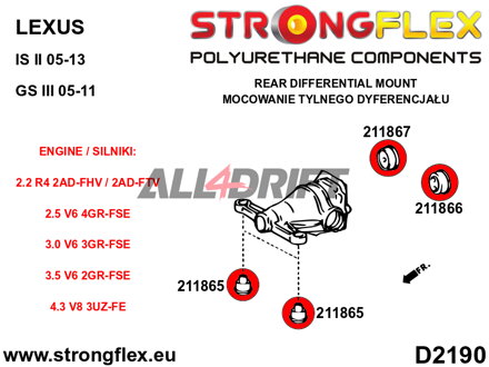211866A Silentblok uloženia zadného diferenciálu - zadný SPORT - Toyota I (99-05) XE10