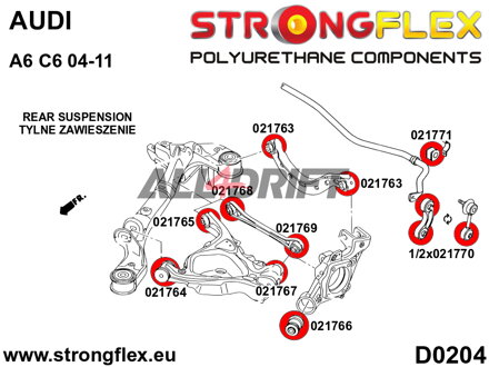 021766B Zadná vzpera k tehlici silentblok - Audi C6 (04-11) Quattro & Allroad
