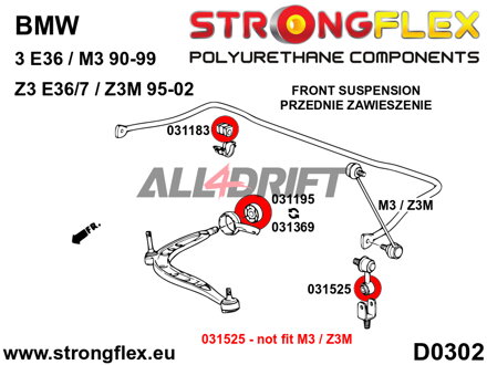 036135B Sada silentblokov prednej nápravy BMW E36 / Z3