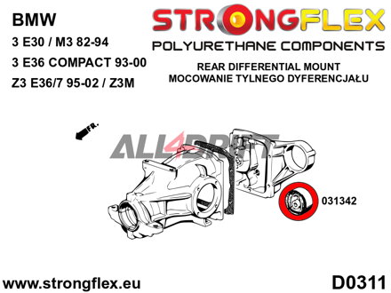 036108A Kompletná sada silentblokov náprav SPORT BMW E36 Compact