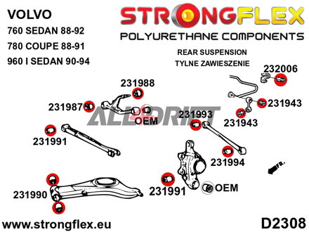 236213B Kompletná sada silentblokov náprav Volvo 760 / 780 / 960