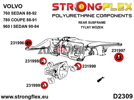 231999A Zadný silentblok uloženia zadného diferenciálu SPORT Volvo 760 / 780 / 960