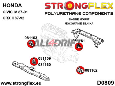 081159A Vložky predného uloženia motora SPORT - Honda IV (88-91) EC / ED / EE / EF / EX