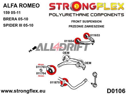 011653A Silentblok horného predného ramena - vpredu SPORT - Alfa Romeo 159 (05-11) type 939