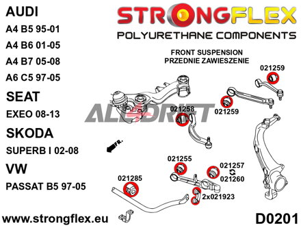 026239A Kompletná sada silentblokov podvozka SPORT - Audi C5 (97-04) Quattro & Allroad