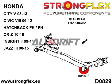 086247A Sada silentblokov prednej nápravy a zadnej nápravnice SPORT - Honda VIII (06-12) Hatchback FK / FN