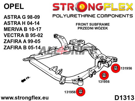 136222A Sada silentblokov predného pomocného rámu SPORT - Opel / Vauxhall G (98-04)