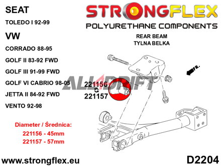 221156B Silentblok zadného pomocného rámu 45mm - Seat I (92-99) 1L