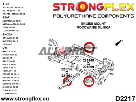 221868B Spodná vložka uloženia motora Audi / Seat / Škoda / VW