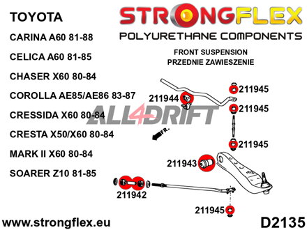 211944B Silentblok predného stabilizátora - Toyota RWD (83-87) AE85 / AE86