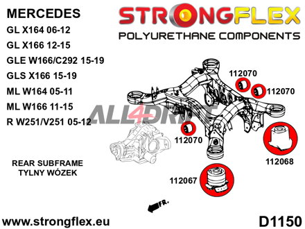 116295A Kompletná sada polyuretánových silentblokov zavesenia SPORT - Mercedes X164 (06-12)