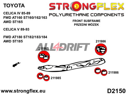 211985A Predný silentblok predného pomocného rámu SPORT - Toyota T180 (89-93) GT-Four / All-Track