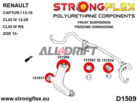 151593A Predný silentblok stabilizátora SPORT - Renault IV / IV RS (12-19)