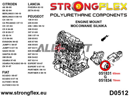 051831B Spodné uloženie motora 65mm Citroën / Peugeot